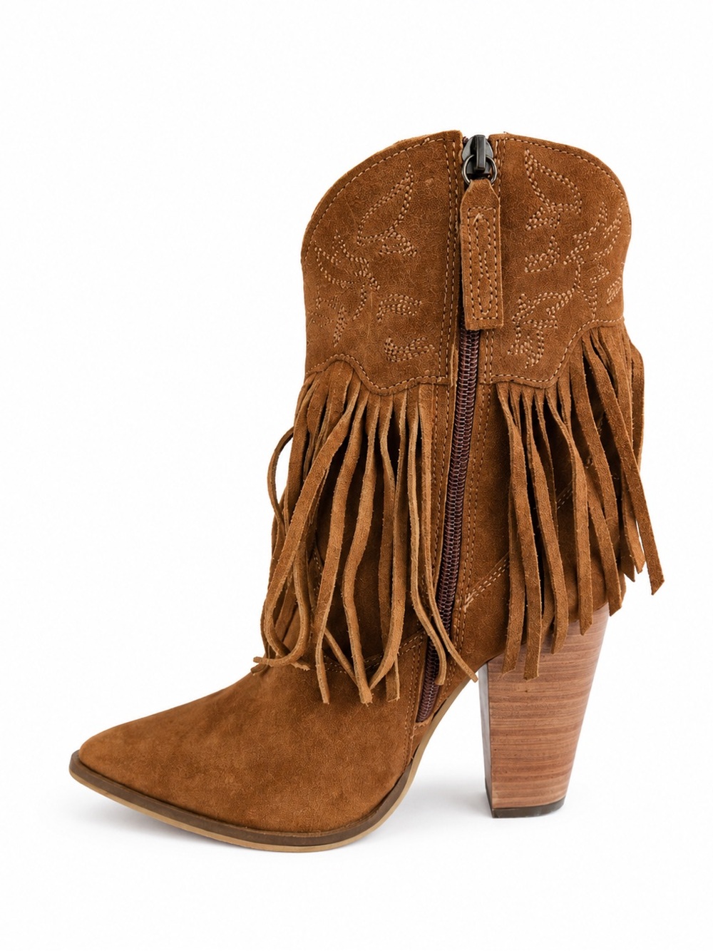 Dingo Crazy Train Fringe Western Boots 8.5 Camel Suede BNWT & Box SOLD OUT - Picture 5 of 14